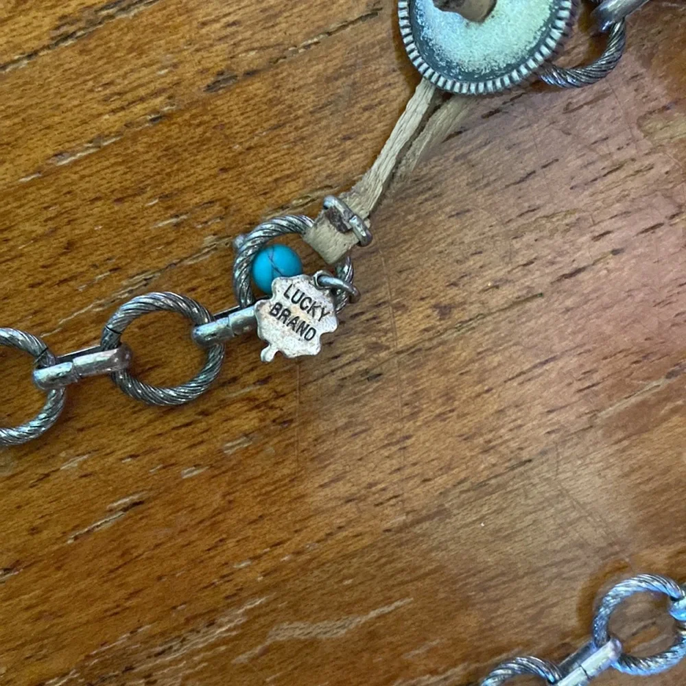 Lucky Brand Bohemian Silver and Red Necklace with leather tassels. - Picture 5 of 5